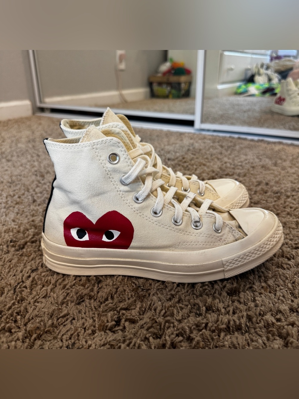 Comme des Garcons Play x Converse White High Top Sneakers - Picture 4 of 11